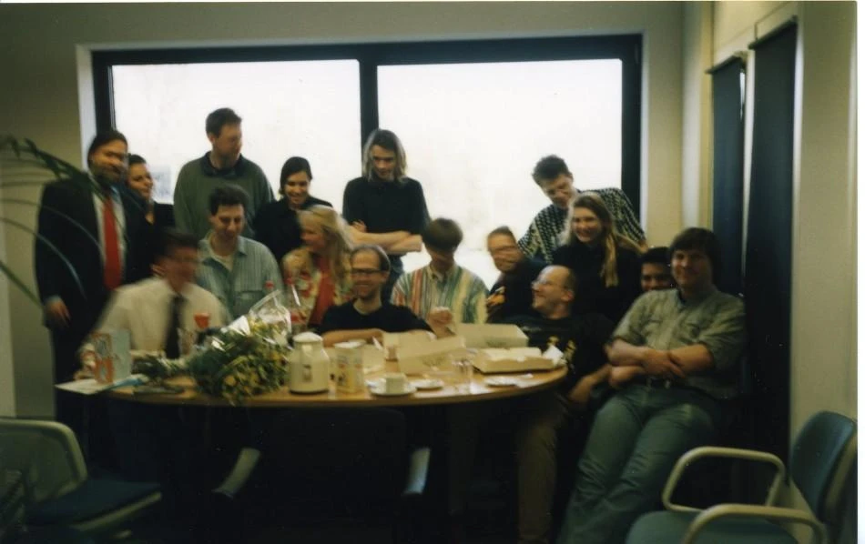 Photo (blurry) of the DigiCash team in 1995