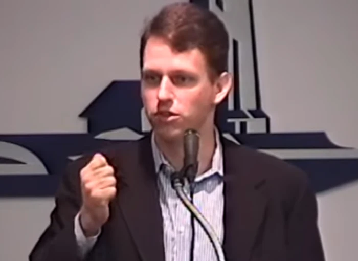 Peter Thiel on October 20, 1999, during his speech in Oakland, California for the Independent Institute