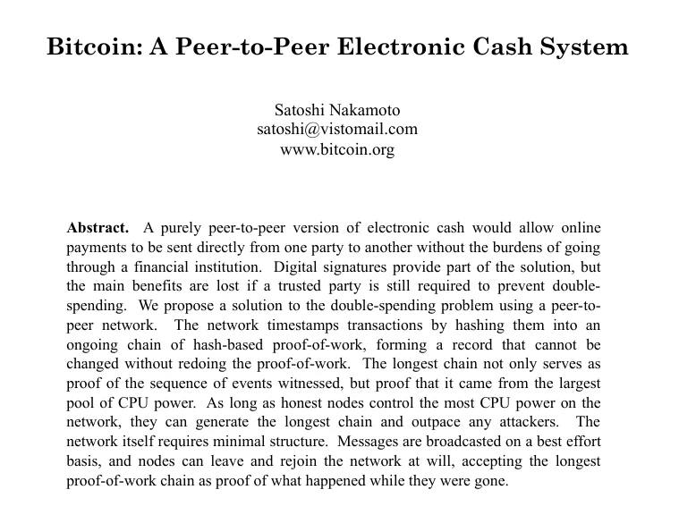 Title and summary of the first version of the white paper (October 2008)