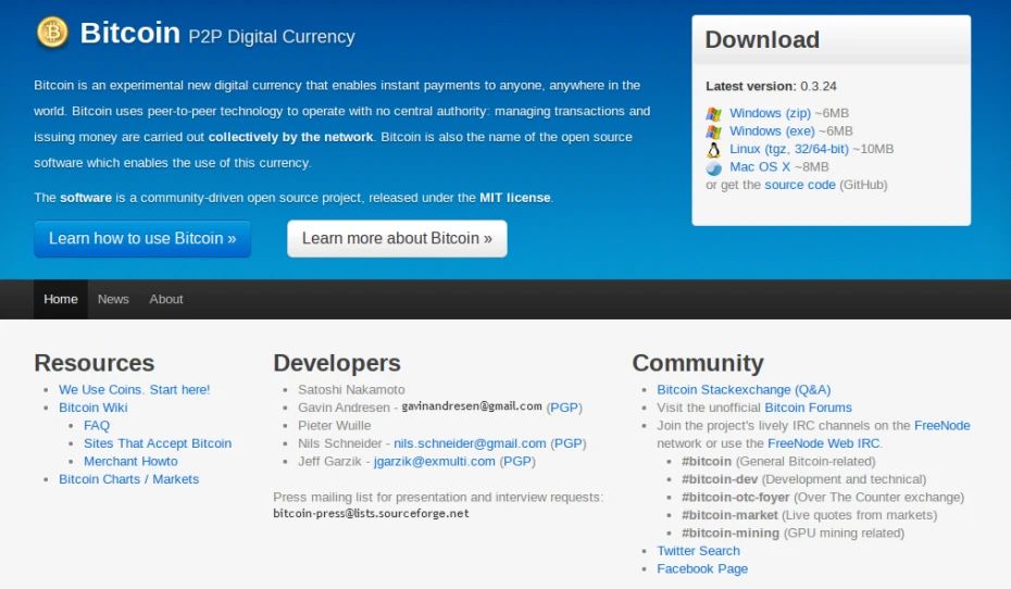 Snapshot of Bitcoin.org from September 23, 2011